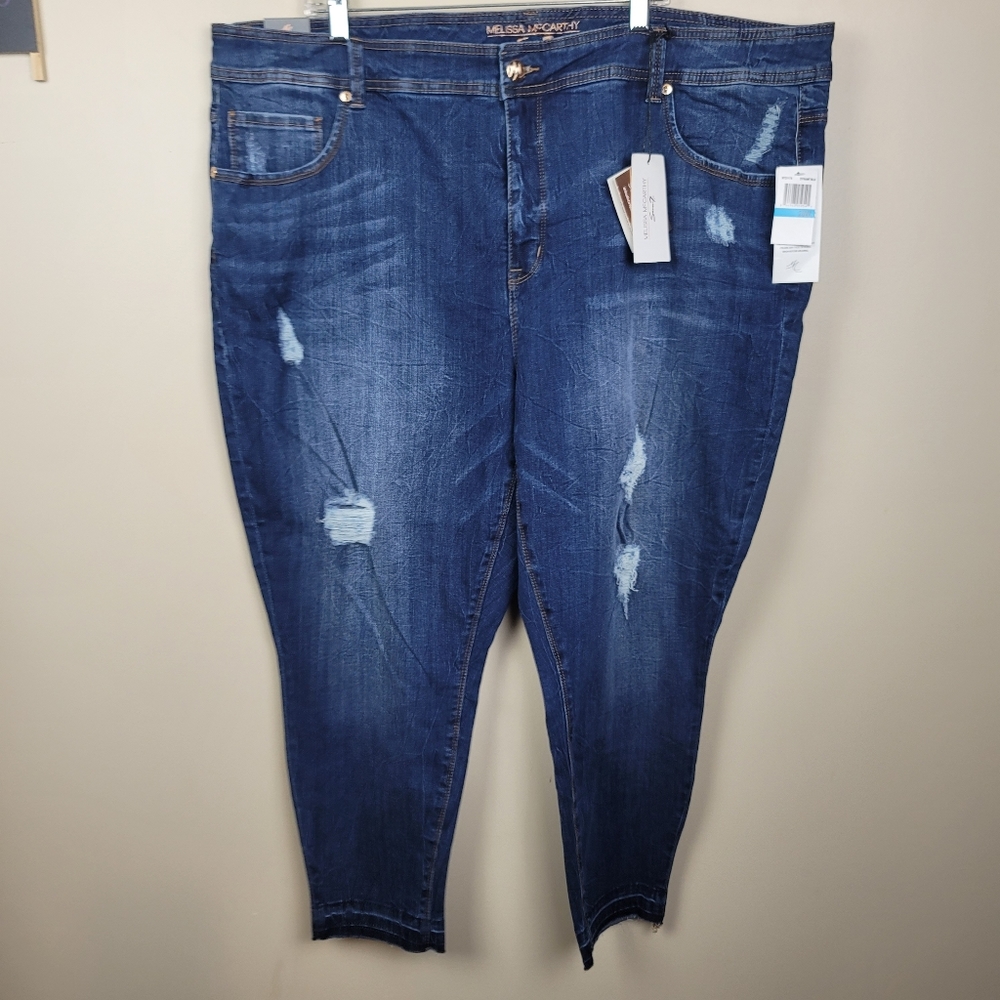 NWT Seven7 Melissa Mccarthy Distressed Pencil Jeans Size 28W